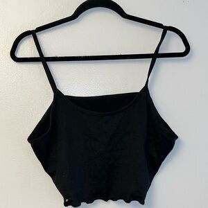 Black Women's Cropped Spaghetti-Strap Tank Top